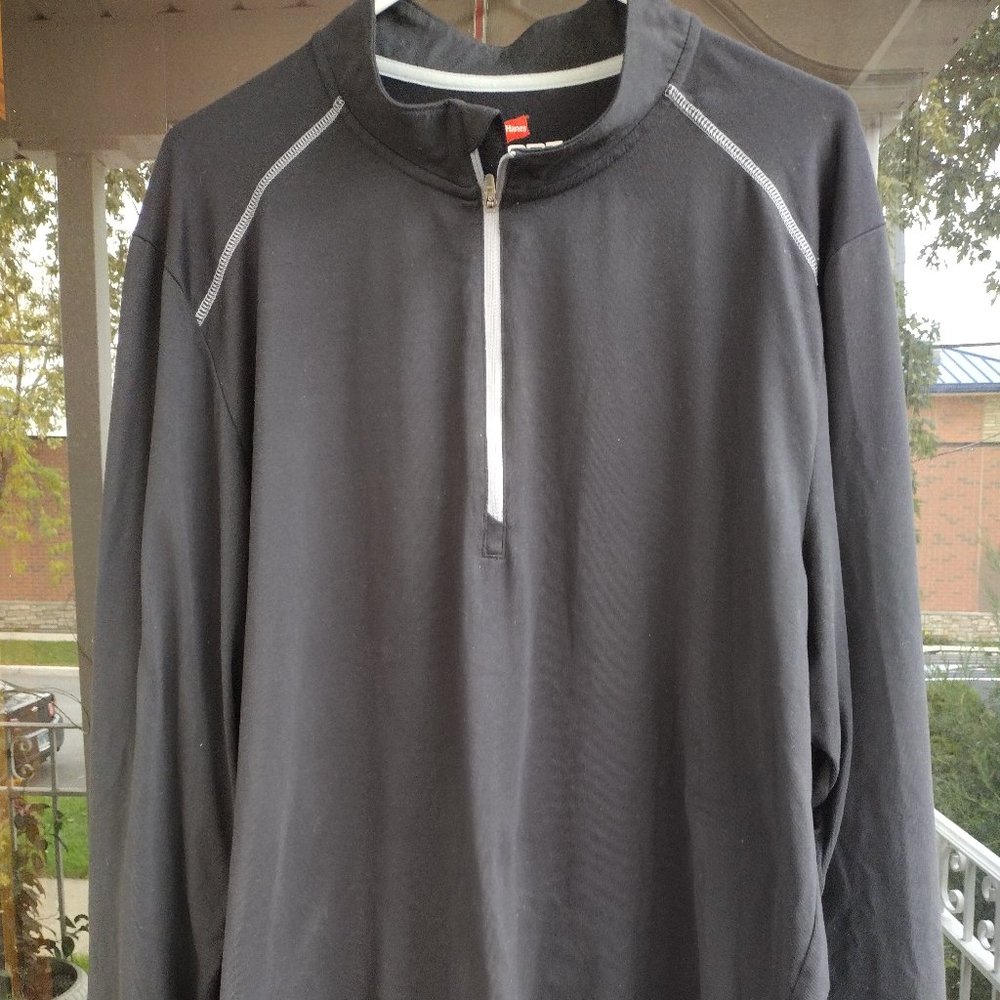 Hanes Sport Men’s Performance Quarter Zip Long Sleeve Shirt Black Size XL
